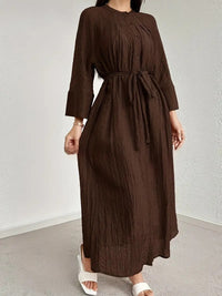 Stand-up Collar V-neck Batwing Sleeve Long-sleeve Dress
