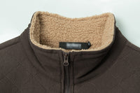 Embroidered Letters Half Zipped Stand Collar Thick Warm Sweater