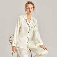 Silk Pajamas Womens Long-Sleeve Two-Piece Set