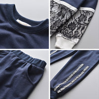 Lace Stitching Sweatshirt Suit Letter & Trousers Children's Two-piece Suit