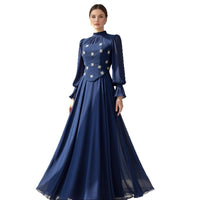 Two-piece Snowflake-diamond Long-sleeve Elegant Figure-flattering Slimming Dress