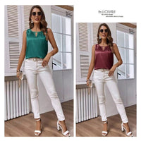 Ruched Satin Sleeveless Top With Cutout Details