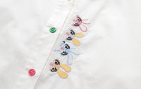 Women's Embroidered Rabbit Radish Shirt With Placket
