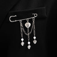 Heart-shaped Rivet Star Four-Pointed Star Tassel Brooch