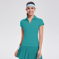 Cool-feel Athletic Polo-Neck Sports Top For Women