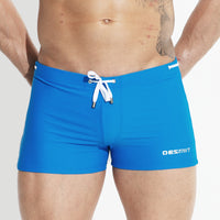 Men's Flat Angle Large Medium Waist Solid Color Beach Trunks