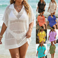Women's Polo-Neck Blouse Plus-Size Beach Cover-Up