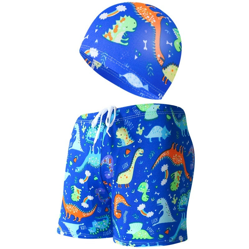 Children's Swimming Trunks Beach Vacation With Swimming Cap Suit