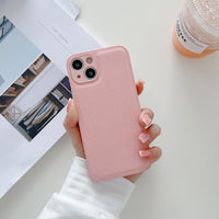 Solid Colour Leather Silicone Phone Case