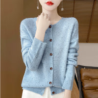 Women's Pure Wool Sweater Loose Round Neck Fashion Coat
