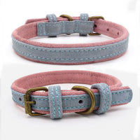 Double Contrast Color Nubuck Leather Pet Collar