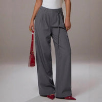 Draped Wide Leg Womens Casual Trousers