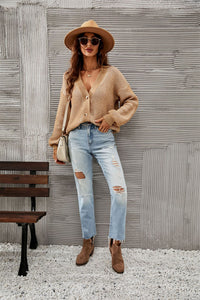 Plus Size Women's Knitwear Button Sweater