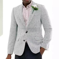 Mens Brown And Gray Herringbone Wool Suit Jacket