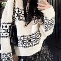 Fashion Trend Jacquard Sweater Casual Loose And Lazy Style