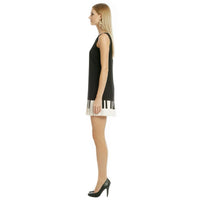 Women's Fashion Color-Block Pleated Skirt Dress With Piano Key Design