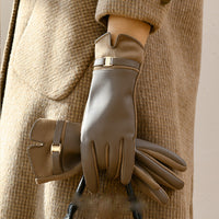 Personality Fleece-lined PU Gloves For Women