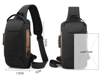 Leather Film Men's USB Charging Single Shoulder Chest Bag