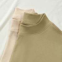 Men's Solid Color Threaded Velvet Half High Neck T-shirt