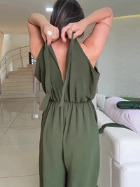 Jumpsuit Backless Lace-up Wide-leg Pants