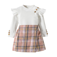 Girl Long-sleeved Blouse Irregular Skirt Suit