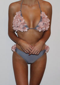 Europe and America sexy beach beach three-dimensional flower hanging neck two-piece bikini