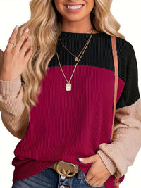 Striped Color Matching Long Sleeve Loose Sweatshirt
