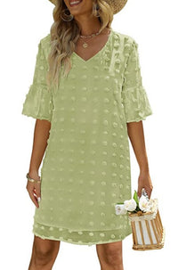 Chiffon Polka-Dot Flowy Short Dress Elegant For Work Commuting