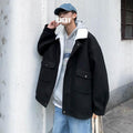 Lamb Plush Woolen Coat For Men, Versatile In Winter Japanese Style, Thickened For Warmth