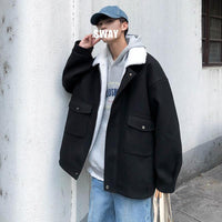 Lamb Plush Woolen Coat For Men, Versatile In Winter Japanese Style, Thickened For Warmth