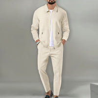 Coat Men's Autumn Zipper Pocket Lapels Slim-fit Cardigan Jacket Suits