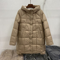 Autumn And Winter New Mid-length Adhesive Hooded Lightweight Down Jacket Women
