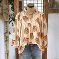Loose-fitting Womens V-neck Top With Puffed Sleeves