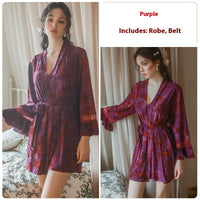 Sweet Butterfly Printed Hot Backless Deep V Plus Chest Pad Nightdress
