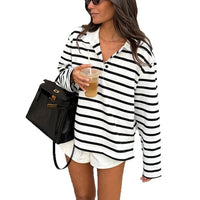American Retro Classic Black Stripe Simple And Versatile Long Sleeve