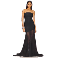 Womens Strapless Dress Figure-hugging And Sexy Made Of Mesh Fabric