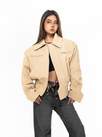 Design Matte Polished Black Padded Shoulder Coat For Women