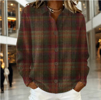 Women's Plaid Printed Long Sleeve Top