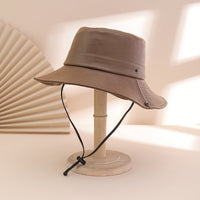 Solid-color Glossy PU Leather Windproof Wide-brimmed Sunshade, Sweet And Cool Street Style Fisherman's Hat, Daily Commuting, Outings, Shopping