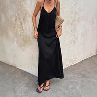 Solid-color Sleeveless Loose-fitting Beachseaside Dress For Women