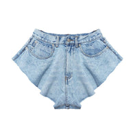 Denim shorts hot pants fake culottes