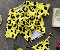 Knotted split swimsuit