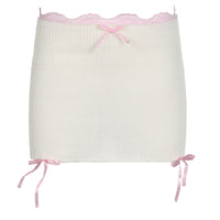 Lace-up Small Bowknot Wool Skirt