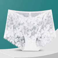 High Waist Hollow-out Lace Flower Underwear Belly Contracting Hip Lifting Cotton Bottom Fat