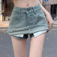 Light Color Retro Denim Skirt Women's Spring Anti-emptied Pantskirt Skirt
