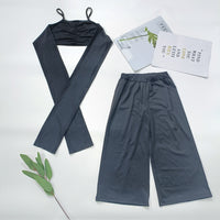 Fashion Spring And Summer New Girls Hanging Neck Off Two Piece Suit