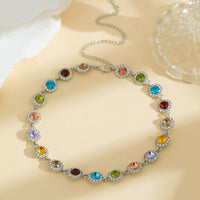 Colorful Rhinestone Choker  Personalized Gem Necklace  Custom Light Luxury Niche Design High-End Clavicle Chain