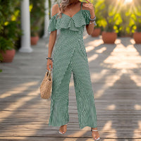 Summer New Striped Strap Wide Leg Jumpsuit For Women