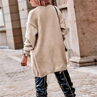 Plus Size Women's Coat V-neck Long Sleeve Loose Cardigan Sweater