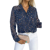 V-neck Long-sleeved Cardigan Women's Thin Leopard Print
